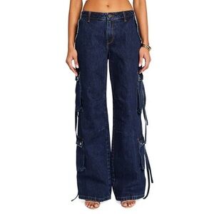 SER.O.YA NWOT Joss Cargo Wide Leg Jeans in Deep Sea